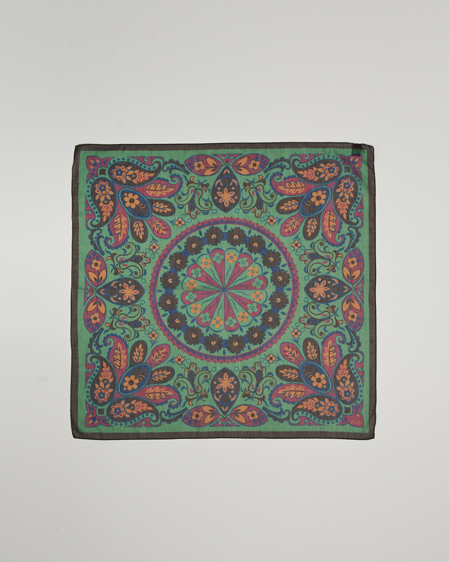 Homme | Drake's Folk Flower Bandana Green | Drake's | Folk Flower Bandana Green