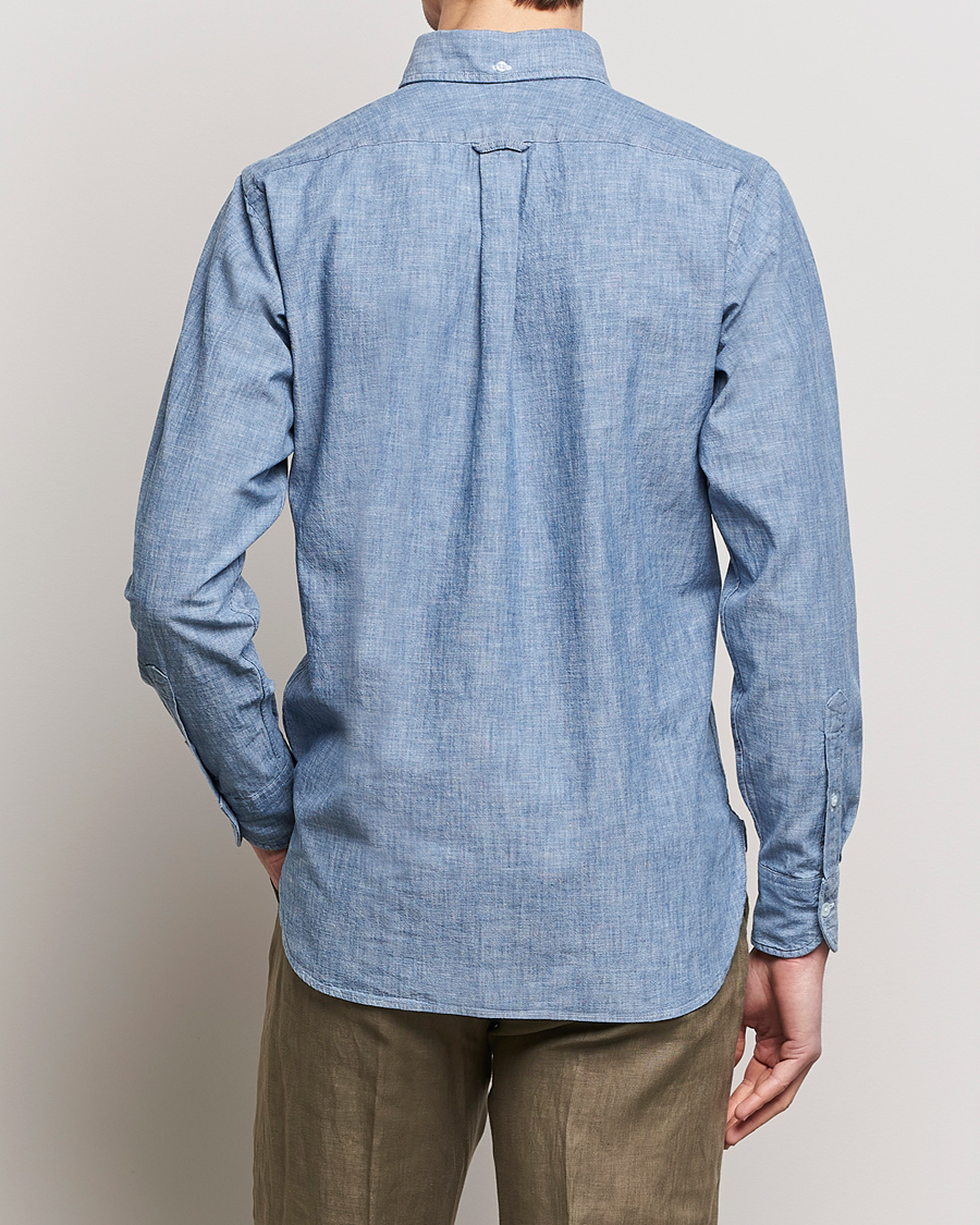Homme | Chemises | Drake's | Chambray Popover Work Shirt Blue