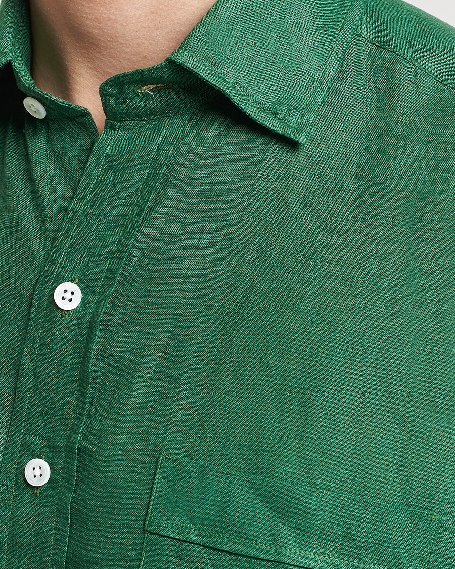 Homme | Chemises | Drake's | Linen Summer Shirt Green