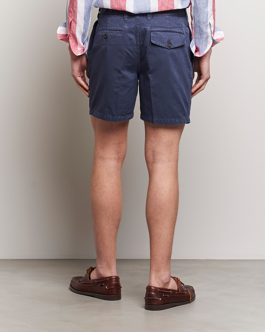 Heren | Korte broek | Drake's | Cotton Twill Chino Shorts Washed Navy