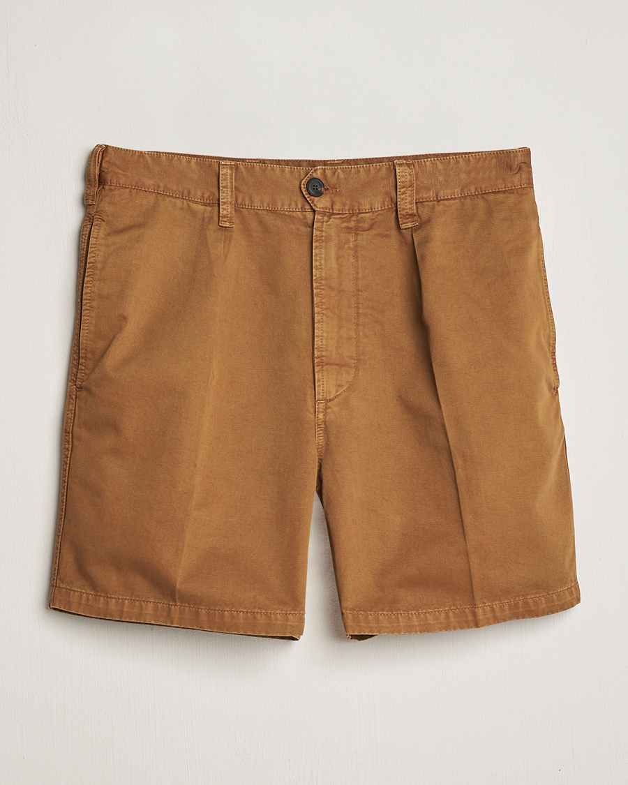 Heren | Korte broek | Drake's | Cotton Twill Chino Shorts Washed Tobacco