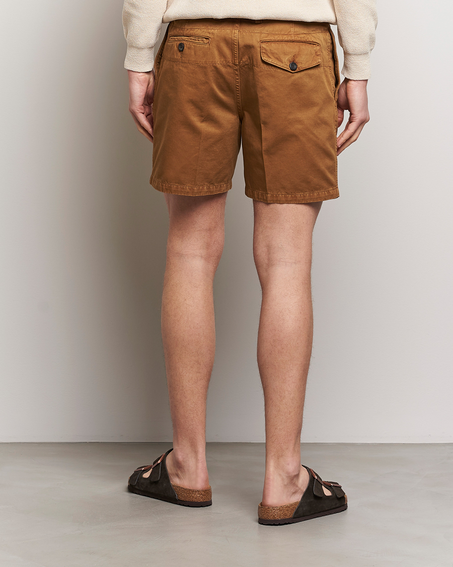 Heren | Korte broek | Drake's | Cotton Twill Chino Shorts Washed Tobacco