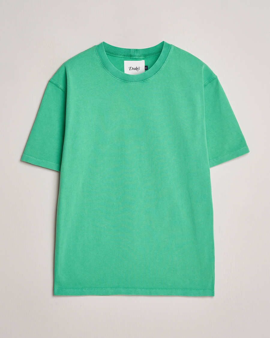 Heren | T-shirts | Drake's | Washed Hiking T-Shirt Green