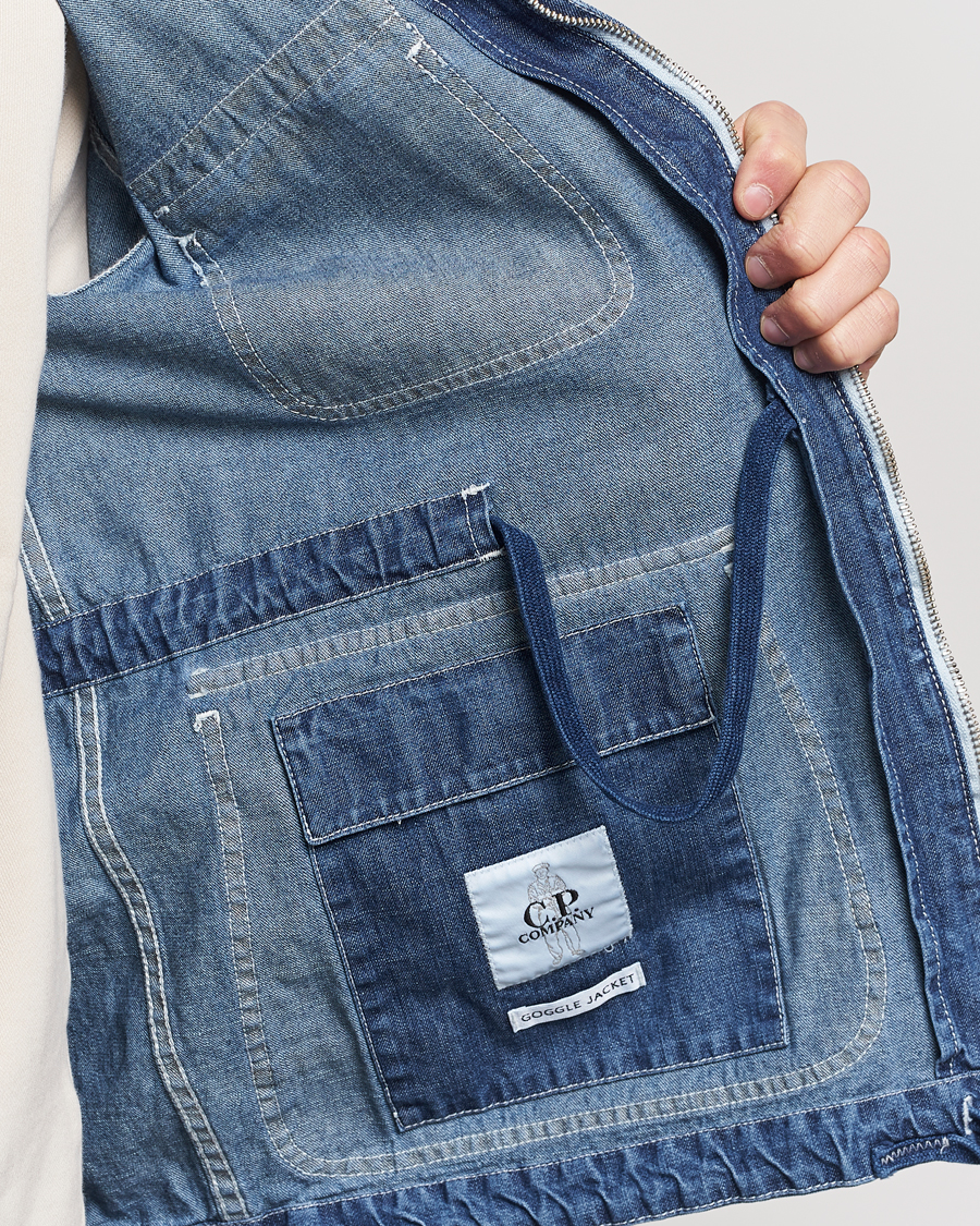 Homme | Manteaux Et Vestes | C.P. Company | Hooded Denim Goggles Jacket Indigo
