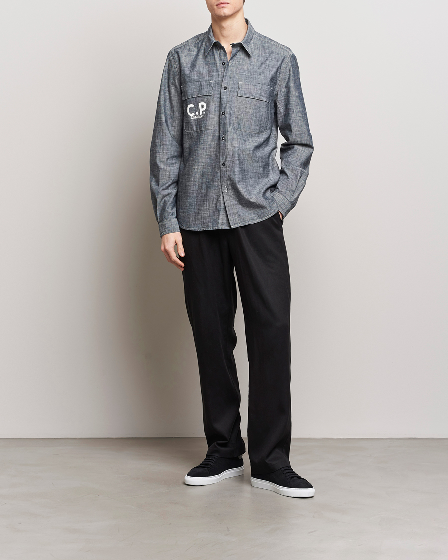 Homme | Chemises | C.P. Company | Long Sleeve Chambray Denim Shirt Black