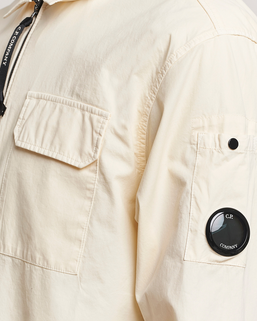 Heren | Overhemden | C.P. Company | Garment Dyed Gabardine Zip Shirt Jacket Ecru
