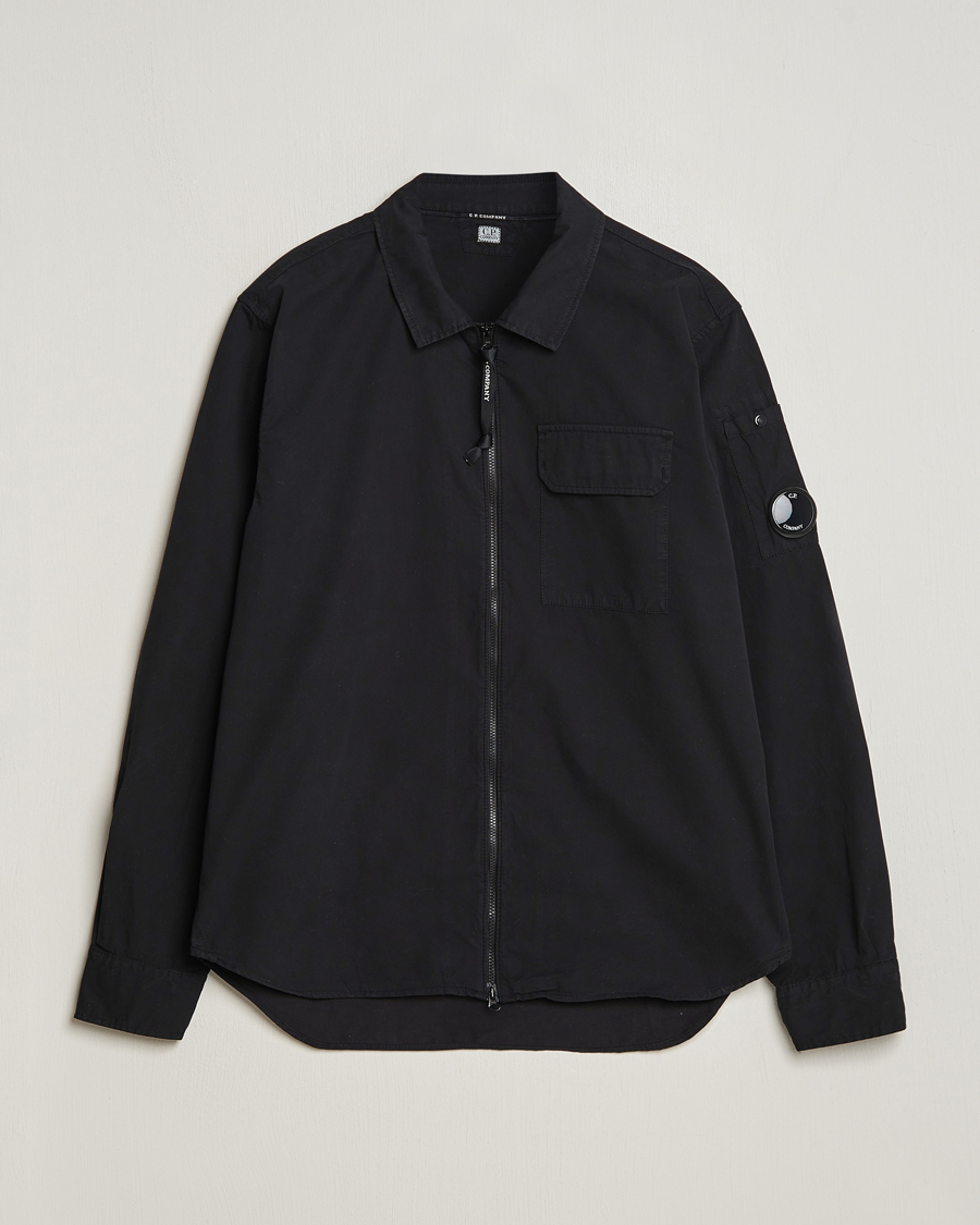 Heren | Overhemden | C.P. Company | Garment Dyed Gabardine Zip Shirt Jacket Black