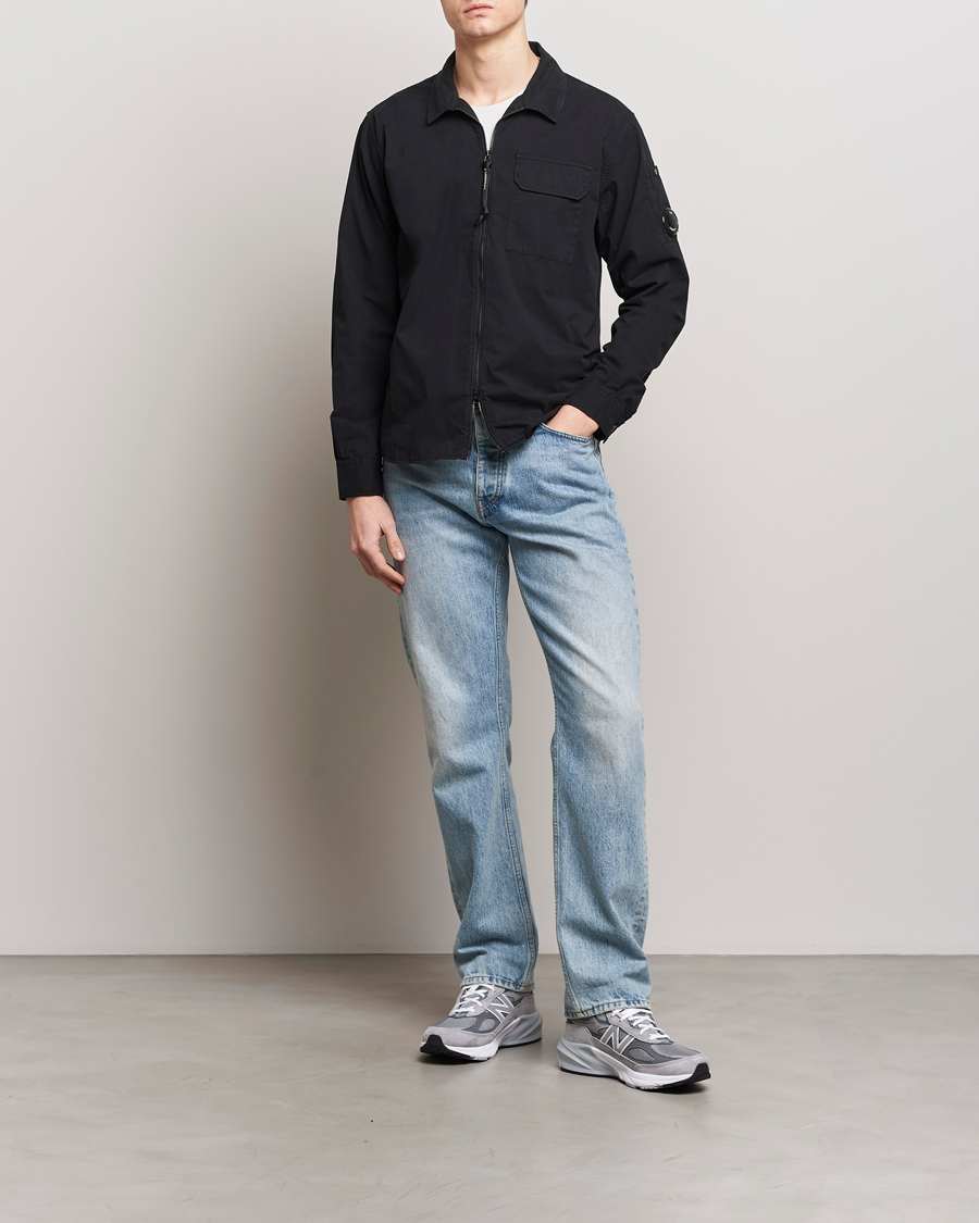 Heren | Overhemden | C.P. Company | Garment Dyed Gabardine Zip Shirt Jacket Black