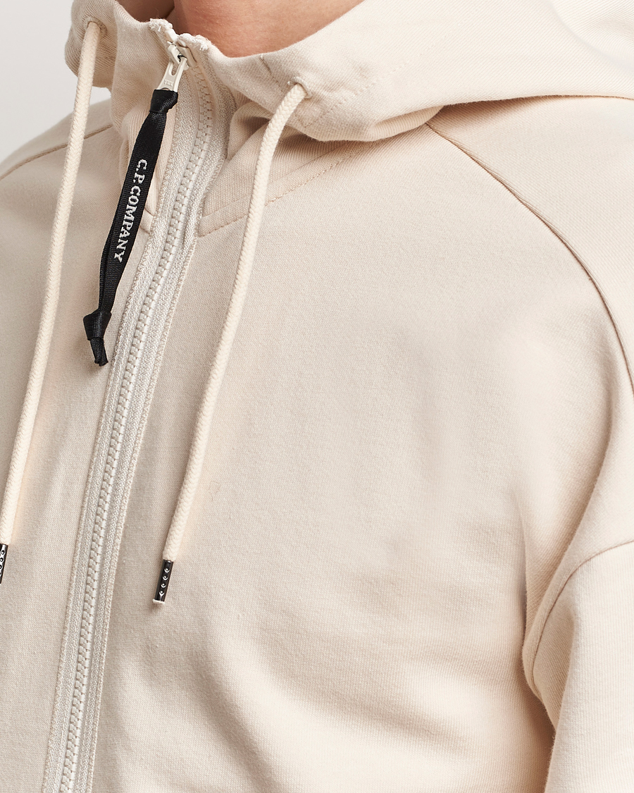 Homme | Pulls Et Tricots | C.P. Company | Diagonal Raised Fleece Full Zip Goggle Hoodie Ecru