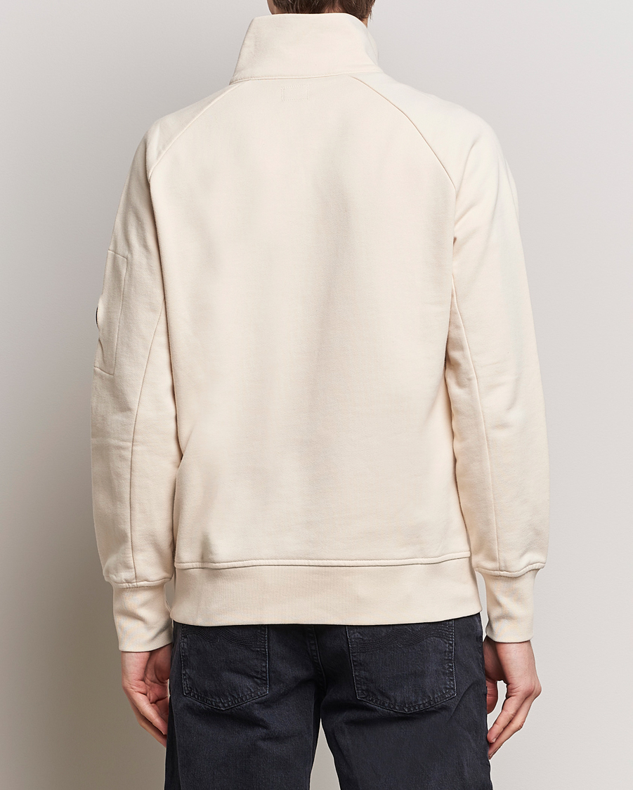 Heren | Truien | C.P. Company | Diagonal Raised Fleece Half Zip Goggle Hoodie Ecru