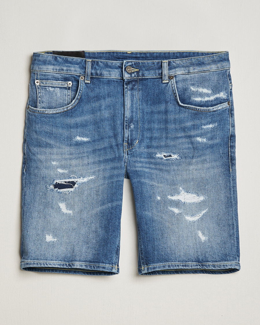 Homme | Shorts | Dondup | Derek Destroyed Denim Shorts Medium Blue