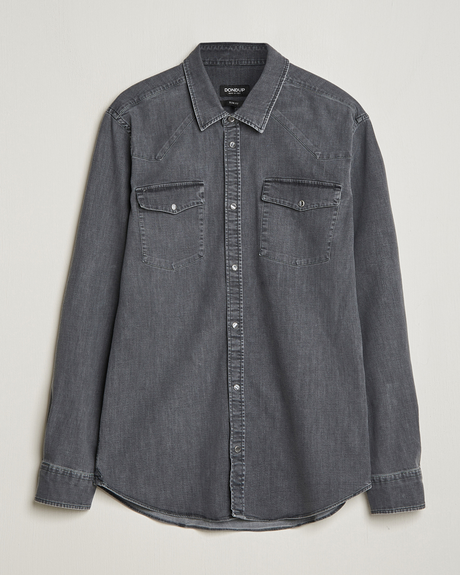 Heren | Overhemden | Dondup | Slim Fit Pocket Denim Shirt Washed Grey