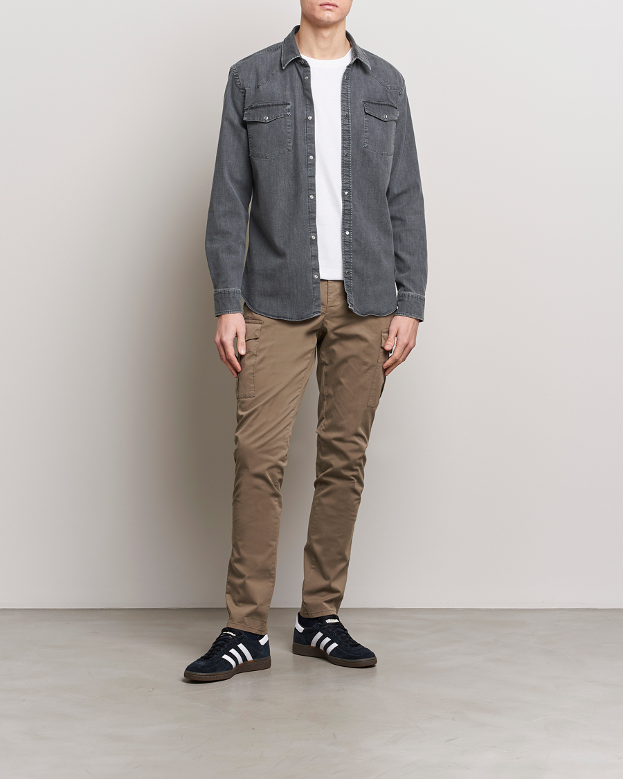 Heren | Overhemden | Dondup | Slim Fit Pocket Denim Shirt Washed Grey