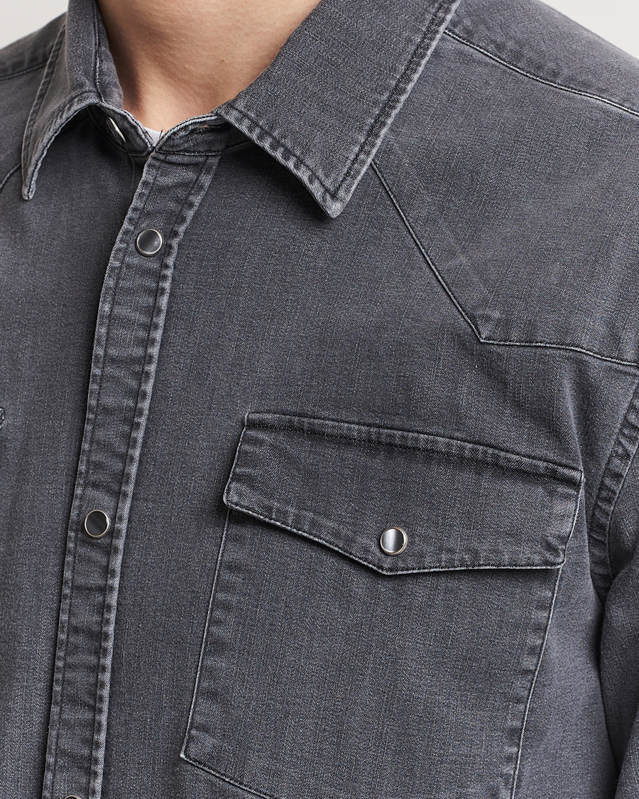 Heren | Overhemden | Dondup | Slim Fit Pocket Denim Shirt Washed Grey