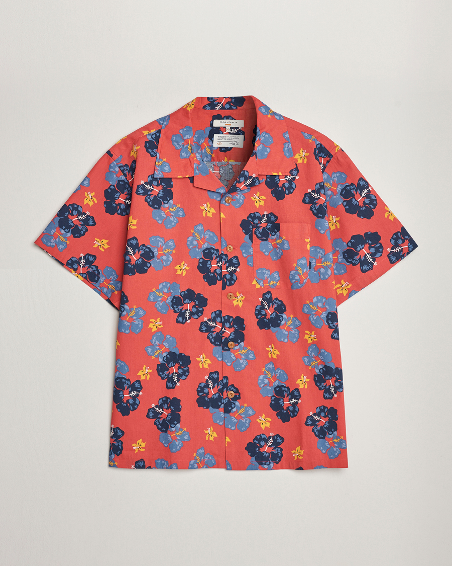 Homme | Chemises | Nudie Jeans | Arthur Printed Flower Short Sleeve Shirt Red