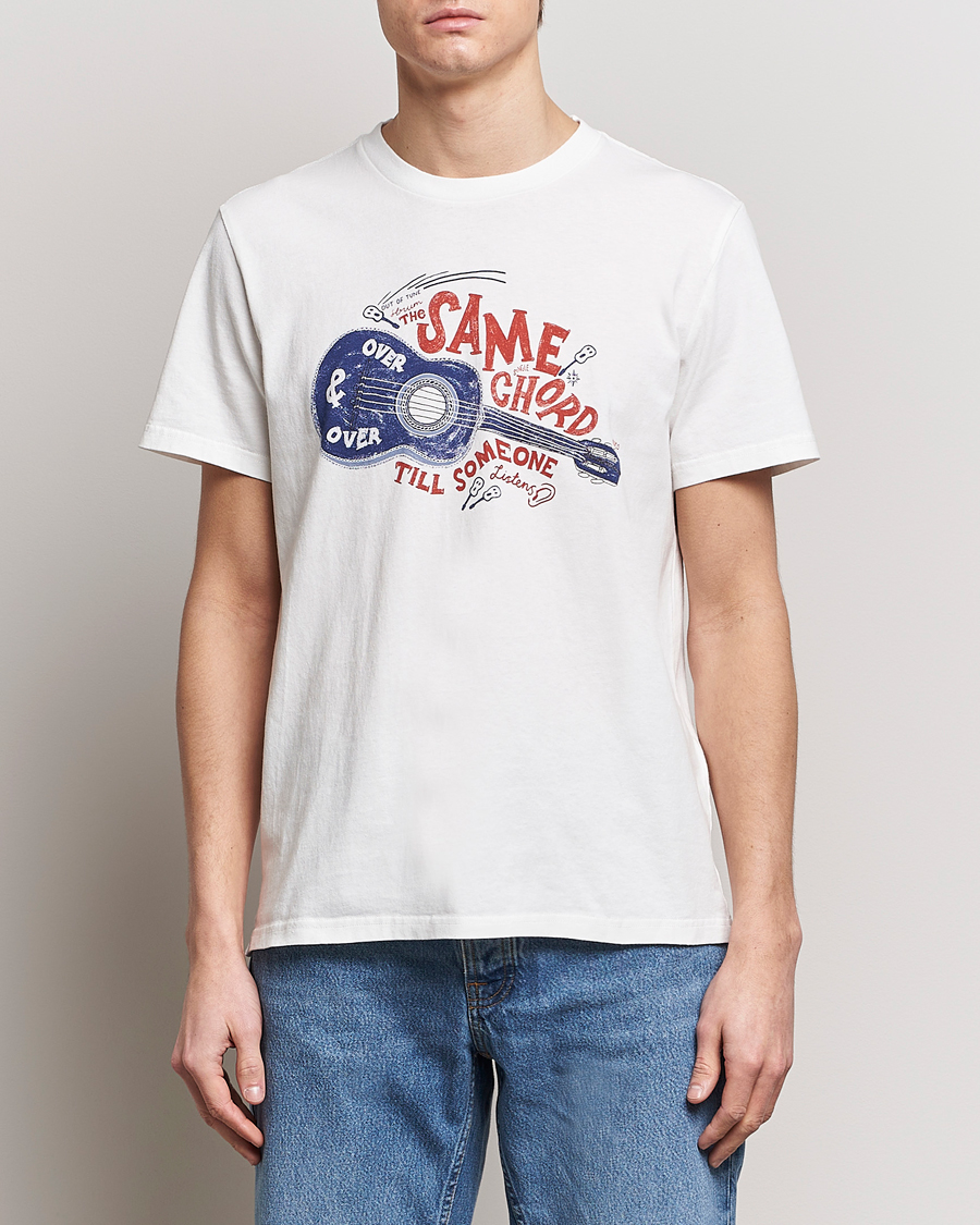 Homme | T-shirts | Nudie Jeans | Roy Printed Crew Neck T-Shirt Off White