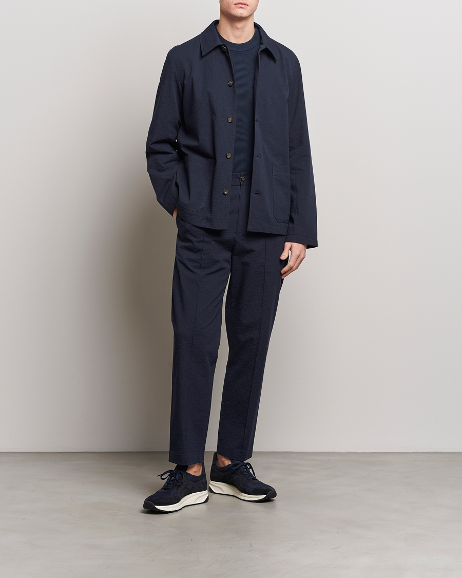 Homme | Pantalons | A.P.C. | Joaquin Seersucker Drawstring Trousers Dark Navy