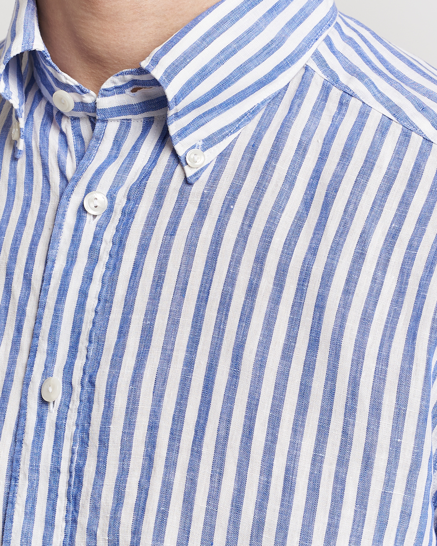 Homme | Chemises | Eton | Slim Fit Striped Linen Shirt Blue/White