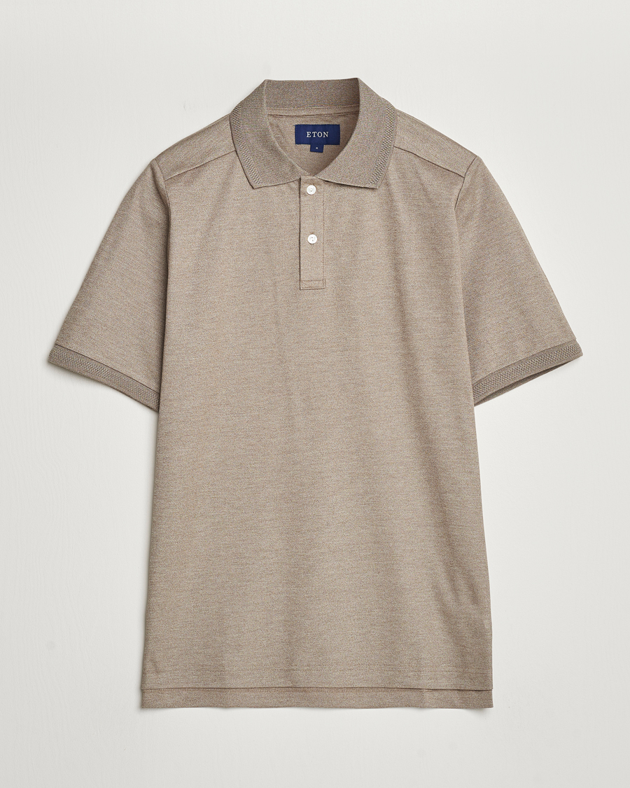 Heren | Polo's | Eton | Pique Polo Shirt Beige