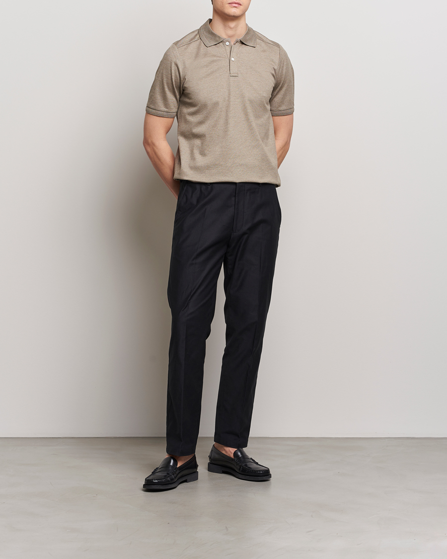 Heren | Polo's | Eton | Pique Polo Shirt Beige