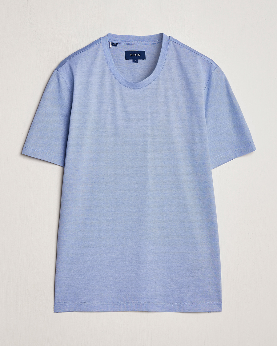 Homme | T-shirts | Eton | Mercerized Jersey Crew Neck T-Shirt Mid Blue
