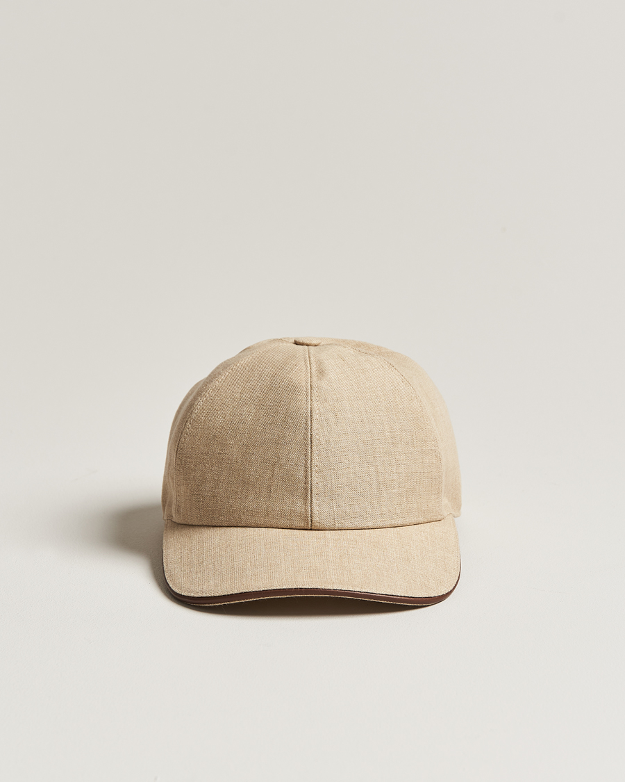 Heren | Eton Solid Linen Cap Beige | Eton | Solid Linen Cap Beige