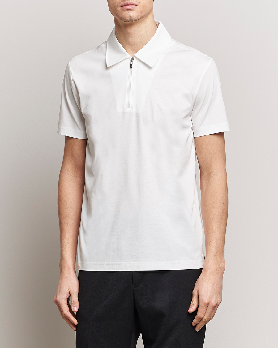 Homme | Polos | Tiger of Sweden | Laron Mercerized Cotton Half Zip Polo Summer Snow