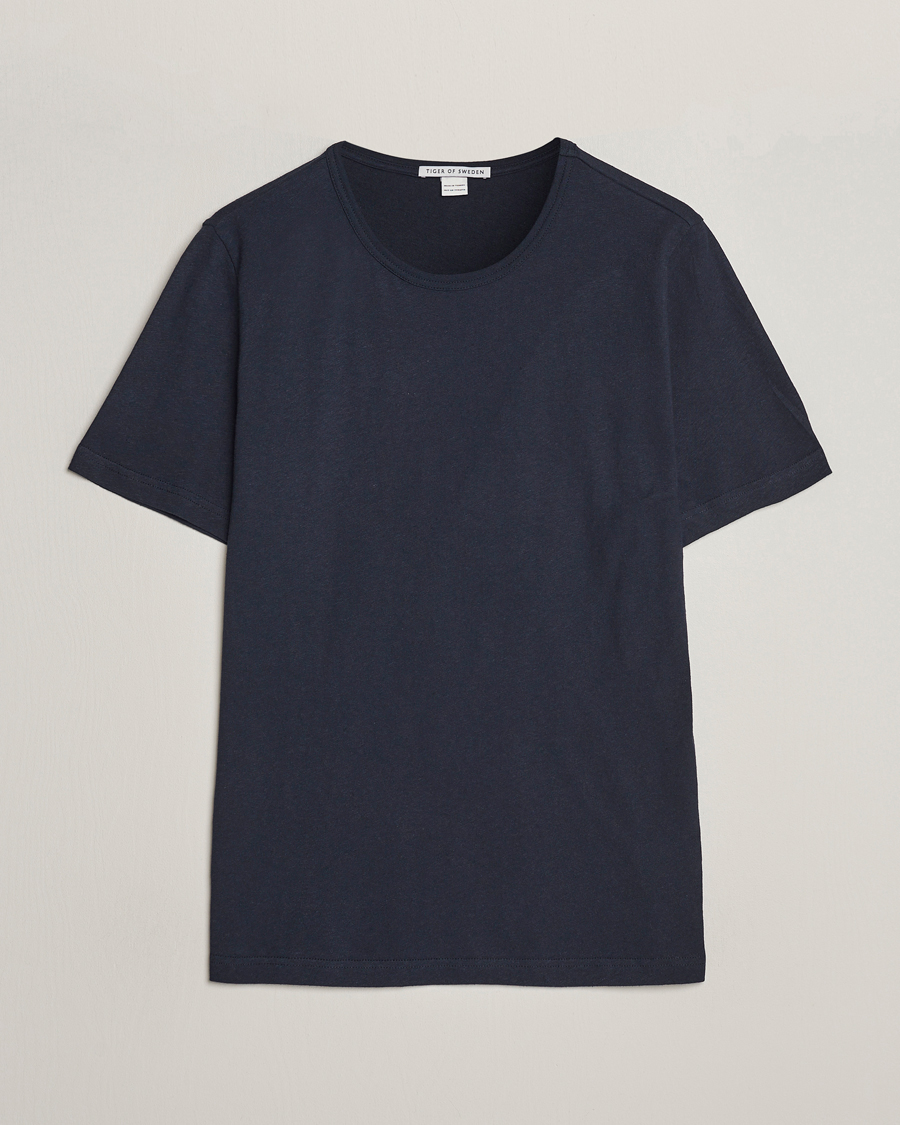 Homme | T-shirts | Tiger of Sweden | Olaf Cotton/Linen Crew Neck T-Shirt Light Ink