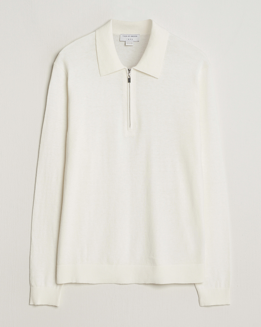 Heren | Truien | Tiger of Sweden | Orbit Wool/Cotton Half Zip Summer Snow