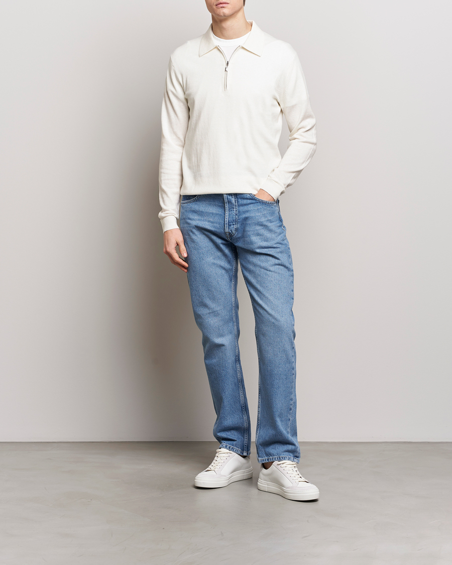 Heren | Truien | Tiger of Sweden | Orbit Wool/Cotton Half Zip Summer Snow