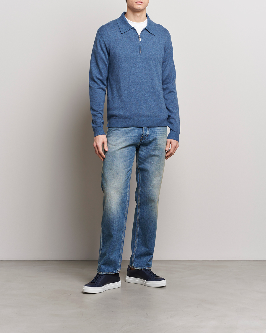 Homme | Pulls Et Tricots | Tiger of Sweden | Orbit Wool/Cotton Half Zip Thunder Blue