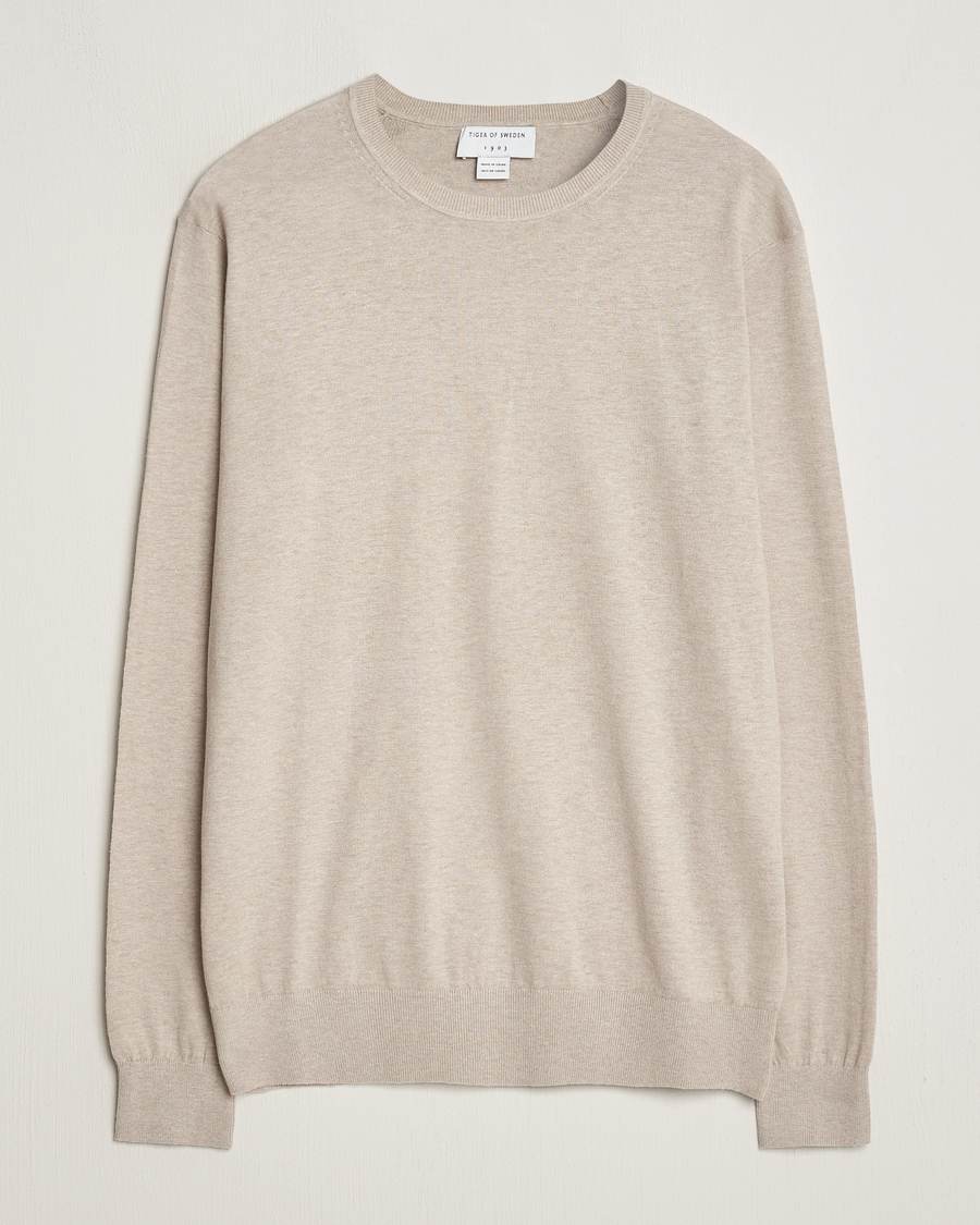 Heren | Truien | Tiger of Sweden | Michas Cotton/Linen Knitted Sweater Soft Latte