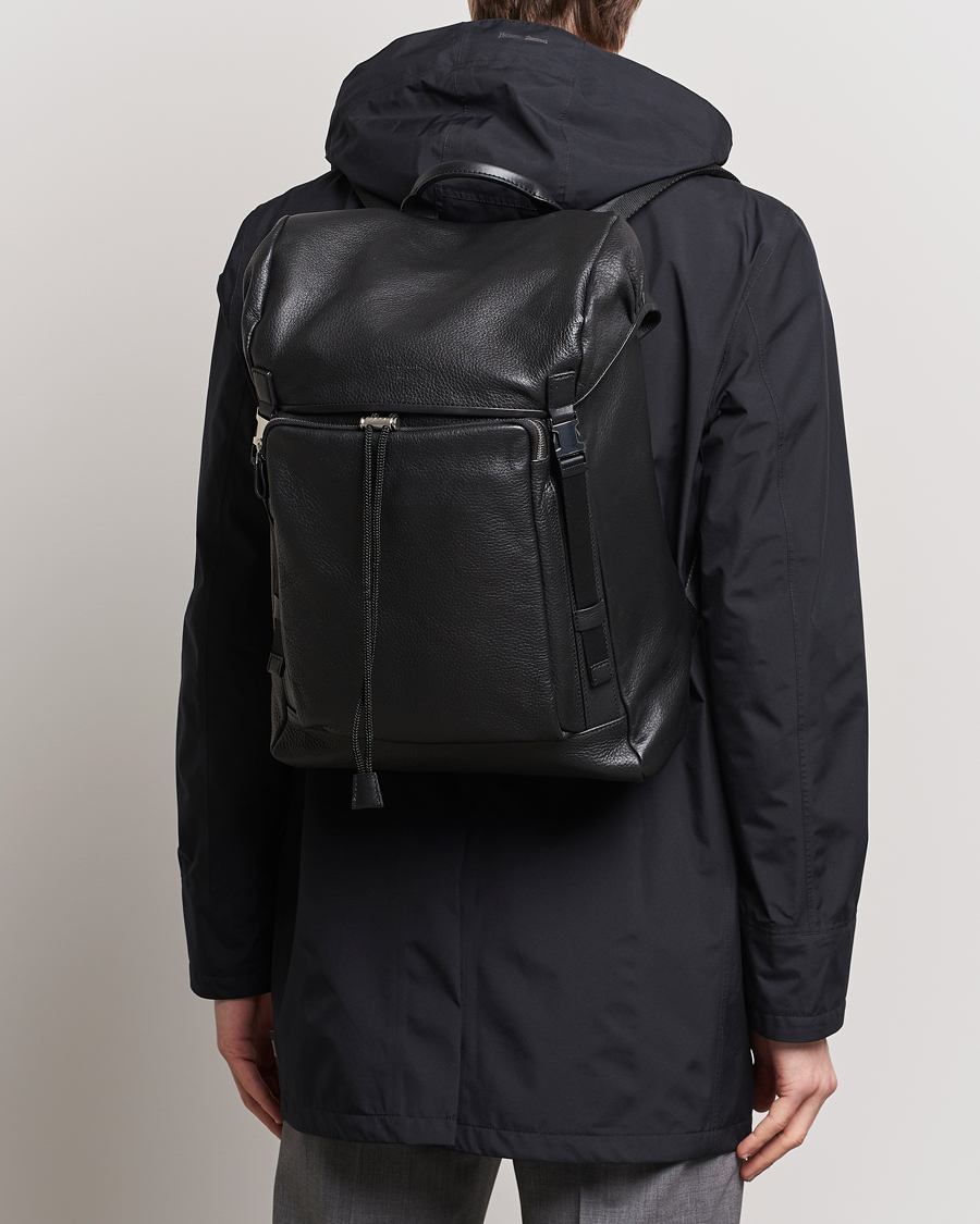 Homme | Tiger of Sweden Baha Grained Leather Backpack Black | Tiger of Sweden | Baha Grained Leather Backpack Black