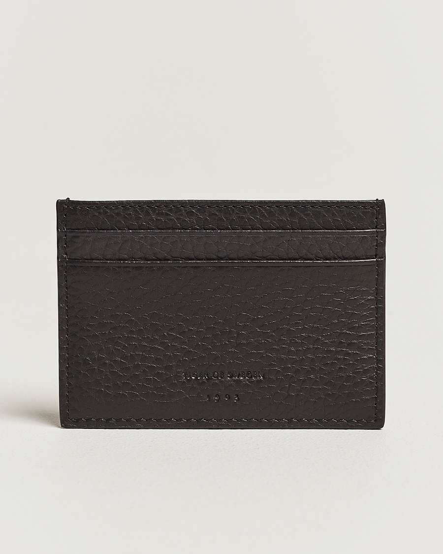 Heren | Tiger of Sweden Wharf Grained Leather Card Holder Dark Brown | Tiger of Sweden | Wharf Grained Leather Card Holder Dark Brown