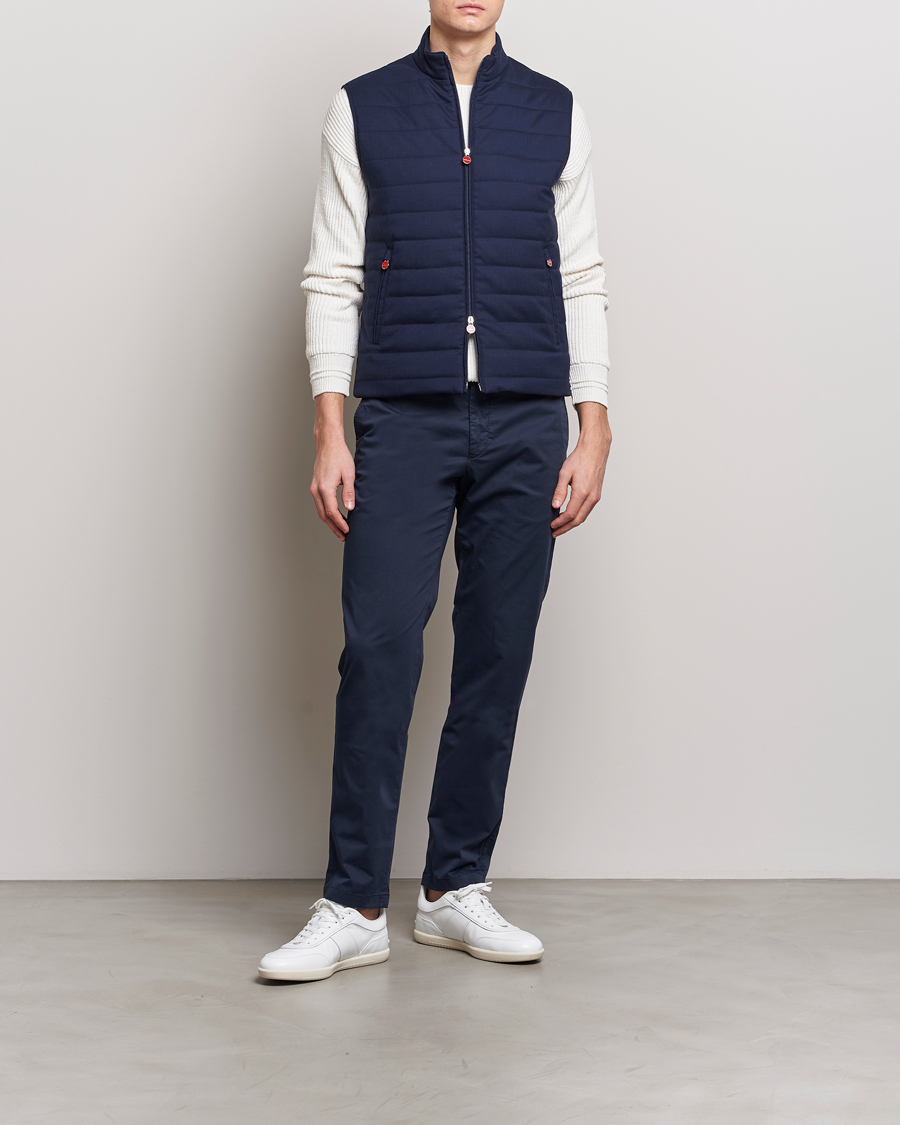 Heren | Broeken | Kiton | Slim Fit Cotton Chinos Navy