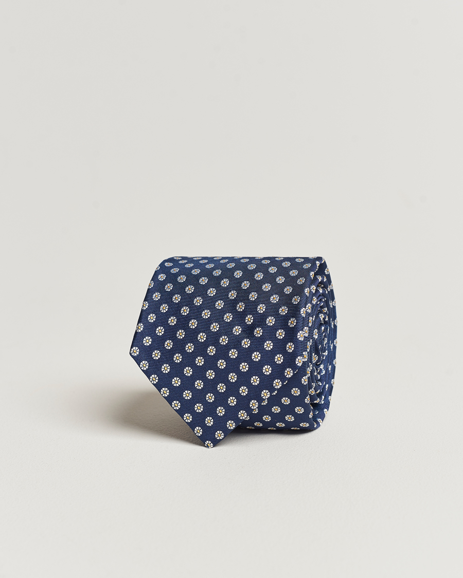 Homme | Kiton Micro Flower Silk Tie Navy | Kiton | Micro Flower Silk Tie Navy