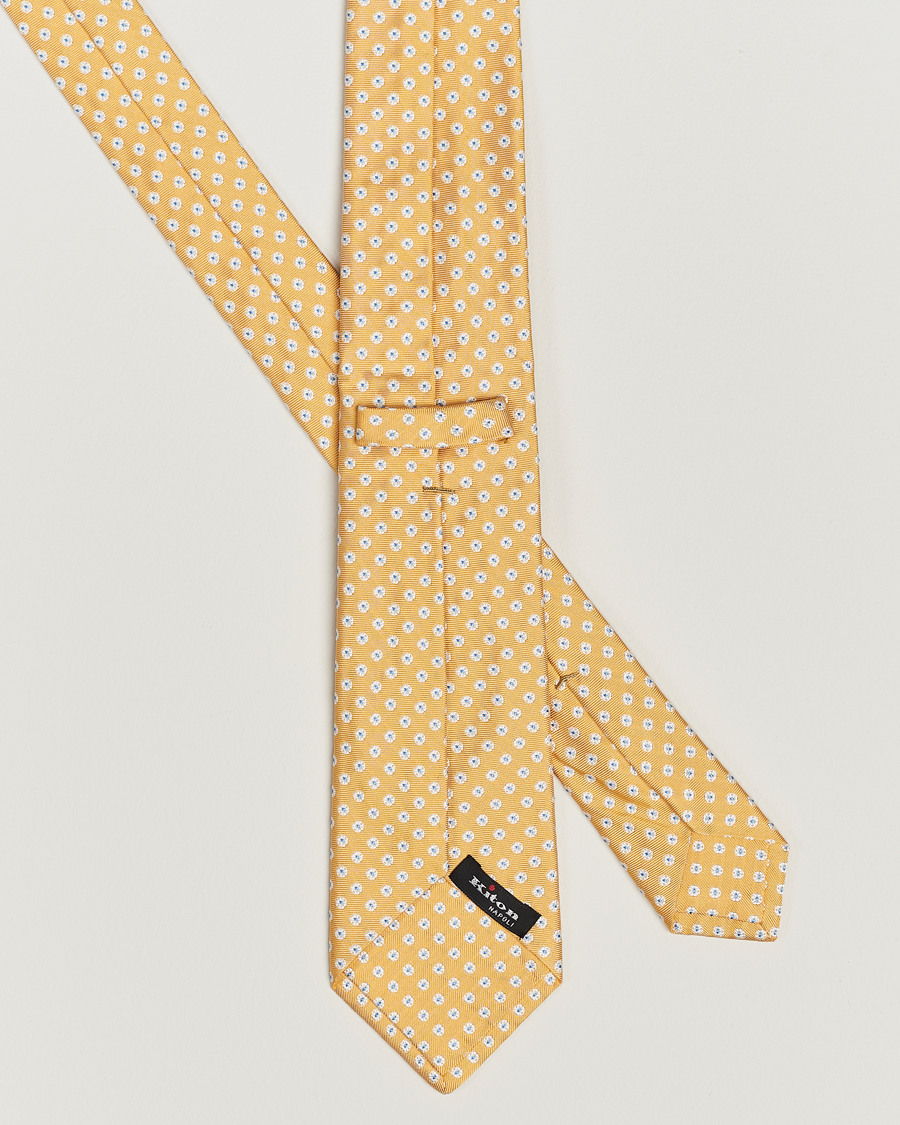 Heren | Kiton Micro Flower Silk Tie Yellow | Kiton | Micro Flower Silk Tie Yellow