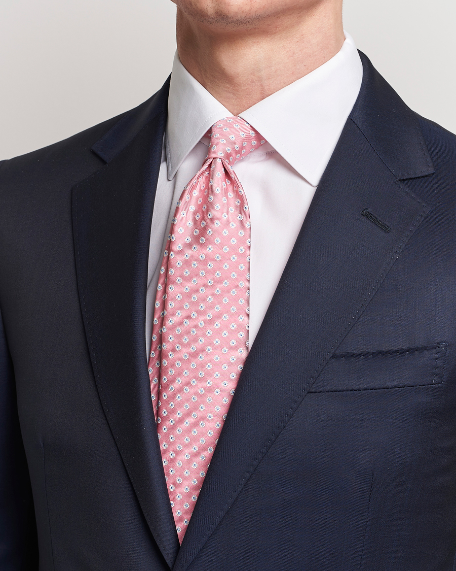 Homme | Kiton Micro Flower Silk Tie Pink | Kiton | Micro Flower Silk Tie Pink