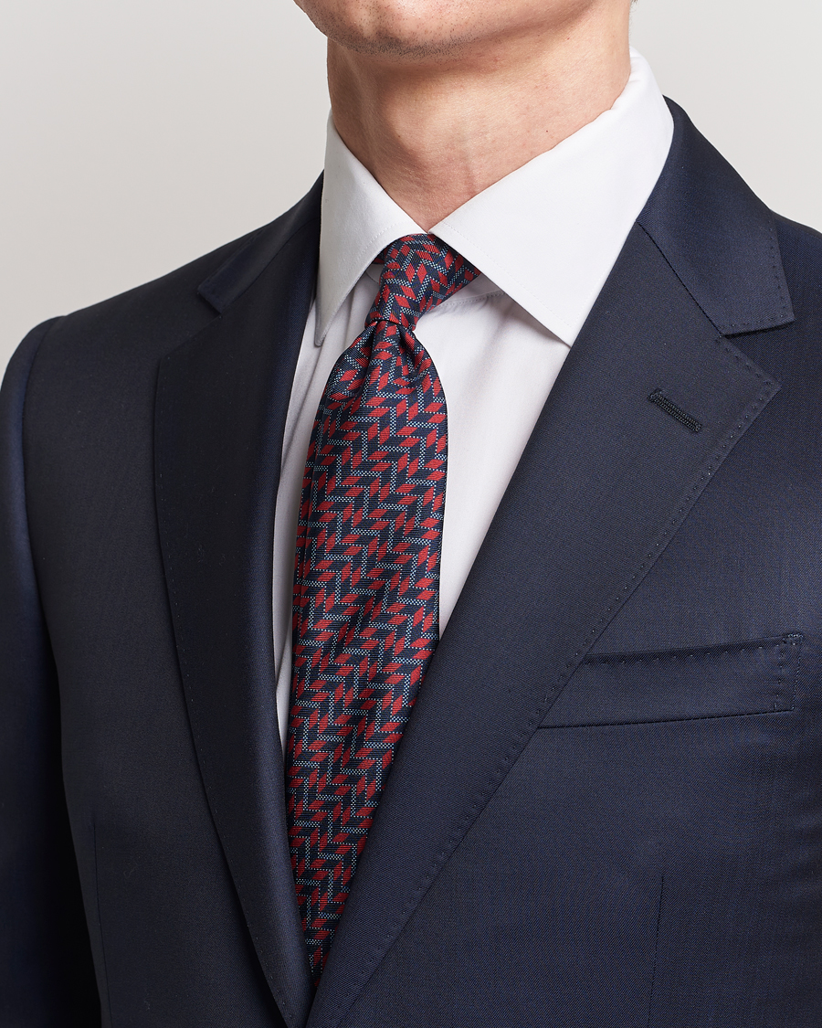 Homme | Giorgio Armani Printed Silk Tie Navy/Red | Giorgio Armani | Printed Silk Tie Navy/Red