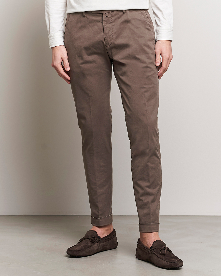 Homme | Pantalons | Briglia 1949 | Slim Fit Cotton Stretch Chinos Brown