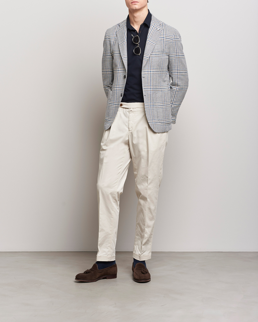 Homme | Pantalons | Briglia 1949 | Easy Fit Pleated Cotton Stretch Chino Cream