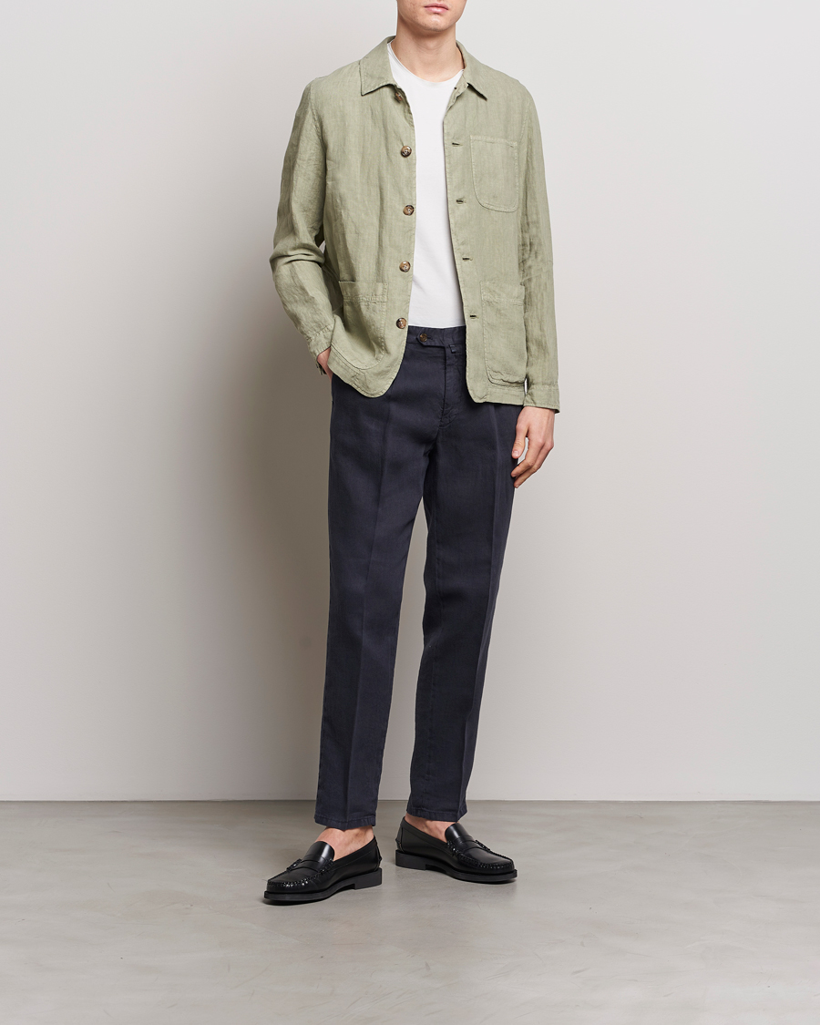 Homme | Pantalons | Briglia 1949 | Pleated Linen Trousers Navy