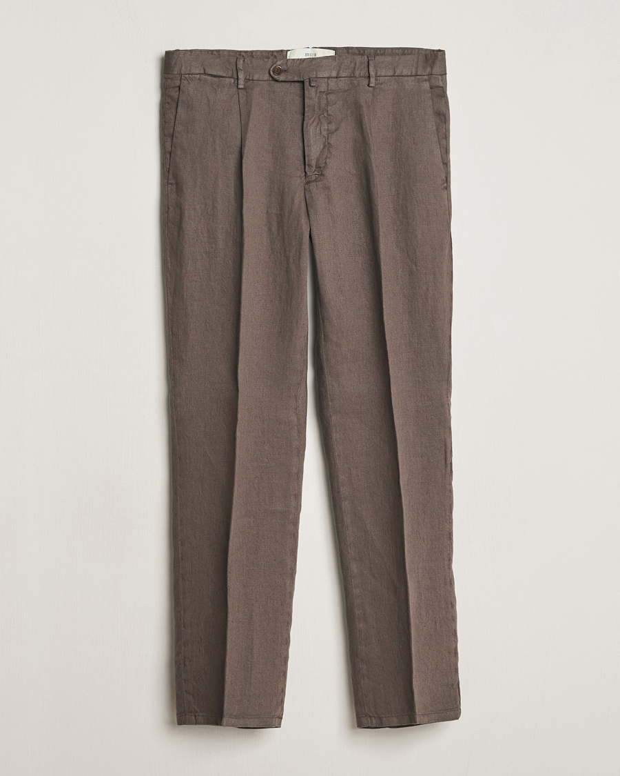 Heren | Broeken | Briglia 1949 | Pleated Linen Trousers Brown