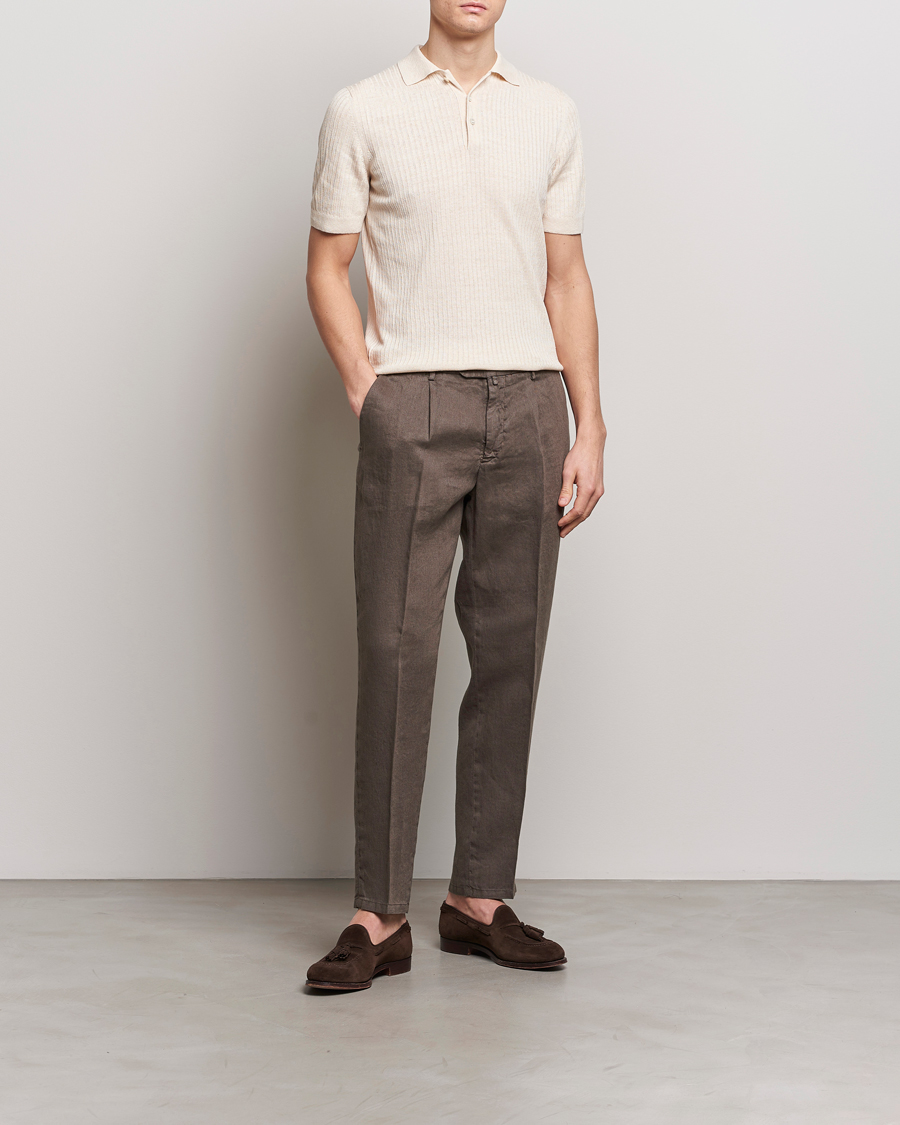 Heren | Broeken | Briglia 1949 | Pleated Linen Trousers Brown