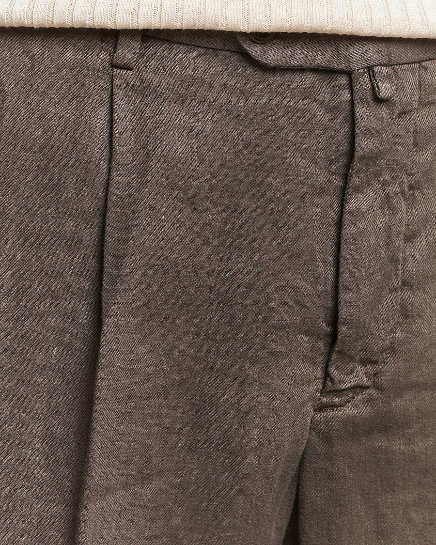 Heren | Broeken | Briglia 1949 | Pleated Linen Trousers Brown