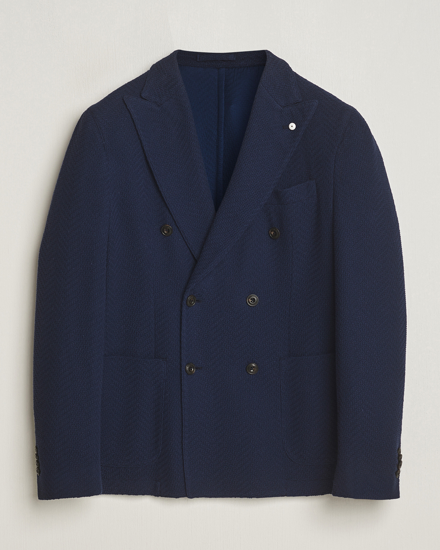 Homme | Blazers | L.B.M. 1911 | Double Breasted Jersey Punto Blazer Navy