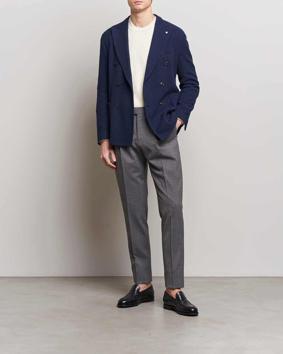 Homme | Blazers | L.B.M. 1911 | Double Breasted Jersey Punto Blazer Navy