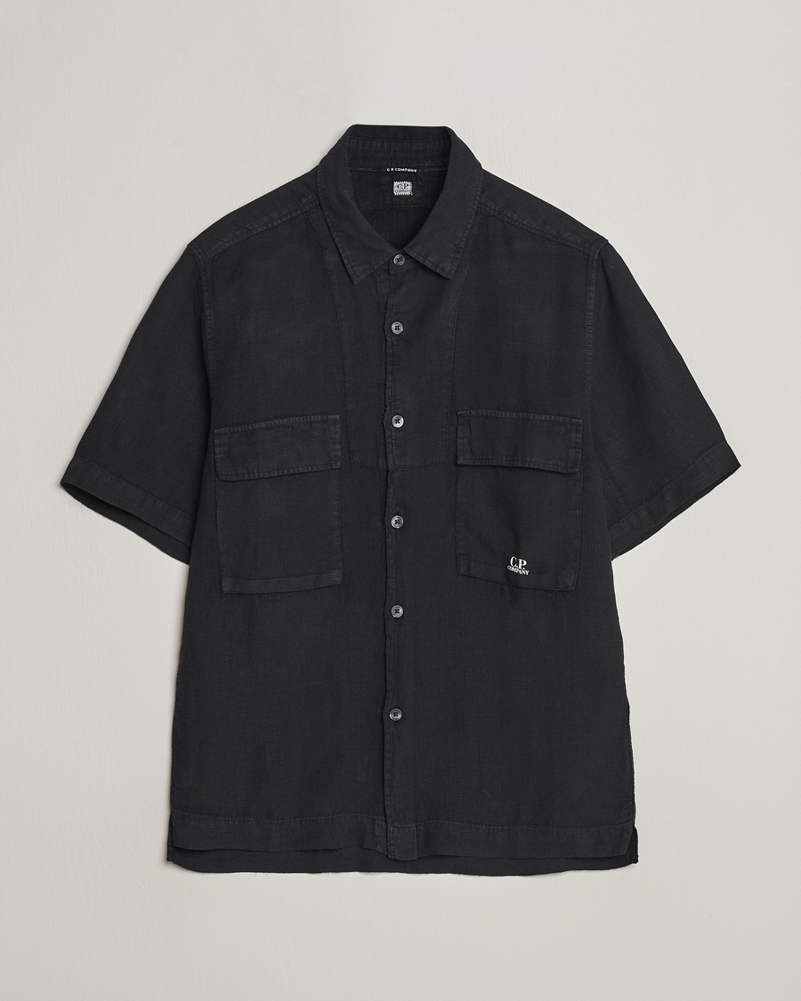 Heren | Overhemden | C.P. Company | Short Sleeve Linen Shirt Black