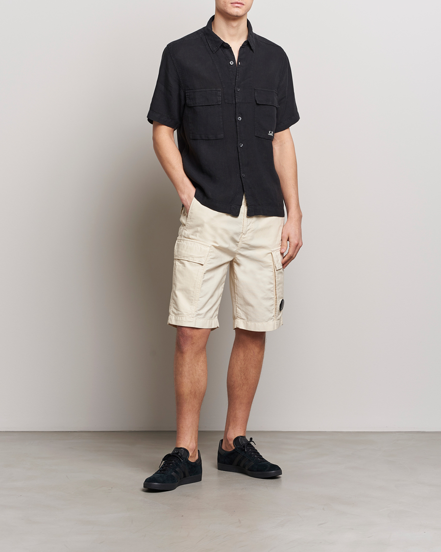 Heren | Overhemden | C.P. Company | Short Sleeve Linen Shirt Black