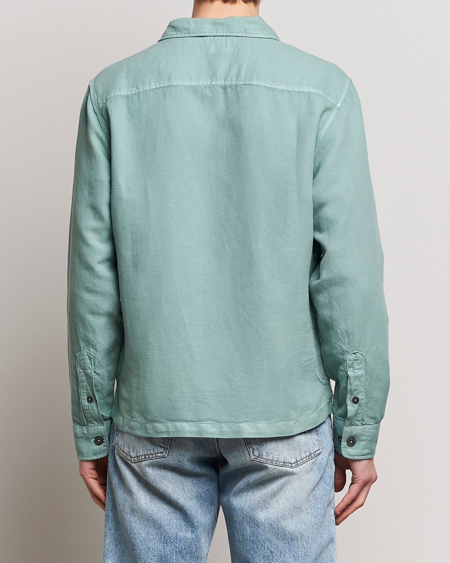 Homme | Chemises | C.P. Company | Broken Linen/Cotton Overshirt Light Green